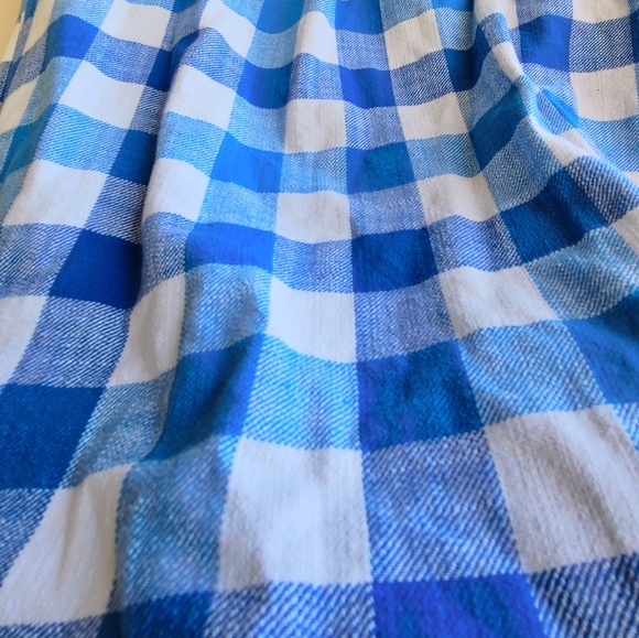 L.L Bean white and blue plaid textured twill button front hoodie - Picture 8 of 9